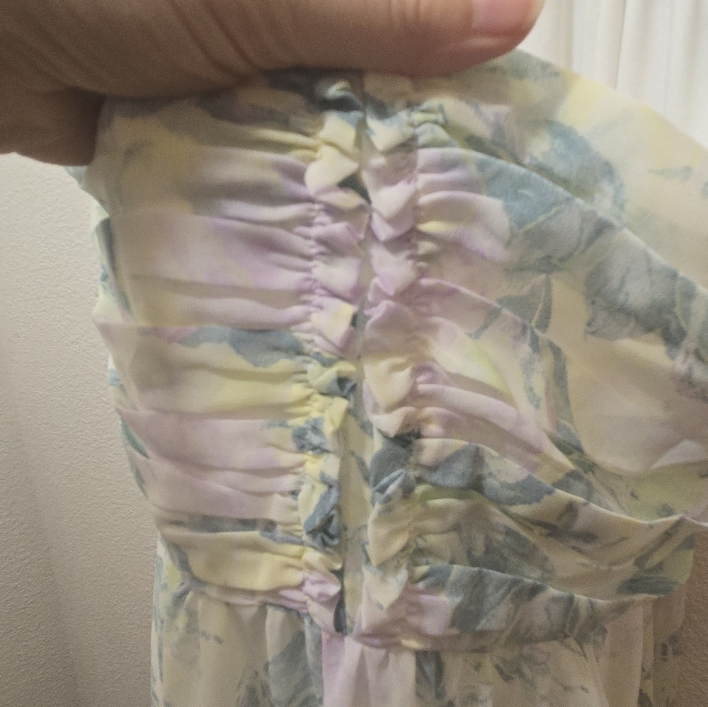 Lulus NWT Efortlessly Abloom Green Multi Floral Ruched Halter Maxi Dress Medium - Picture 10 of 15